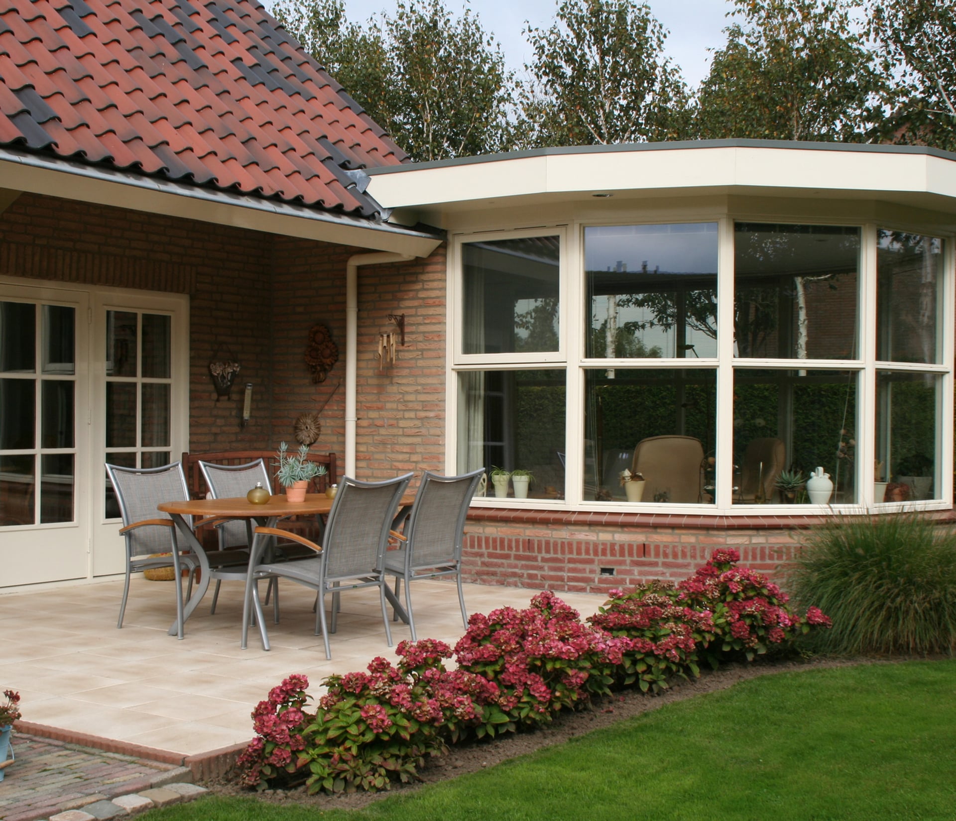 Modern home extension with glass doors in Bridgend