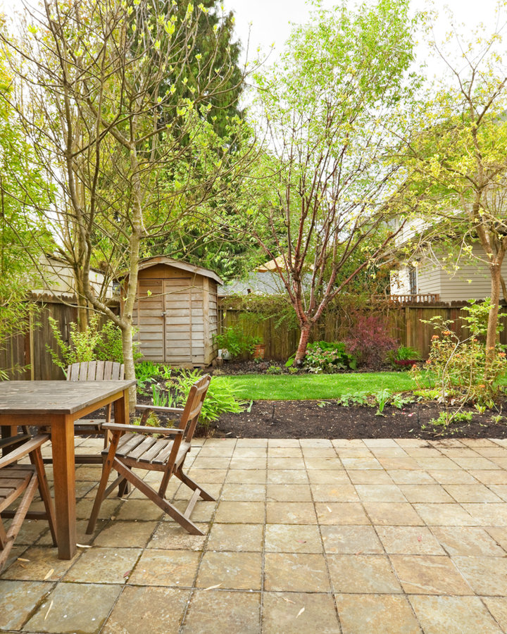 Beautiful patio with garden furniture