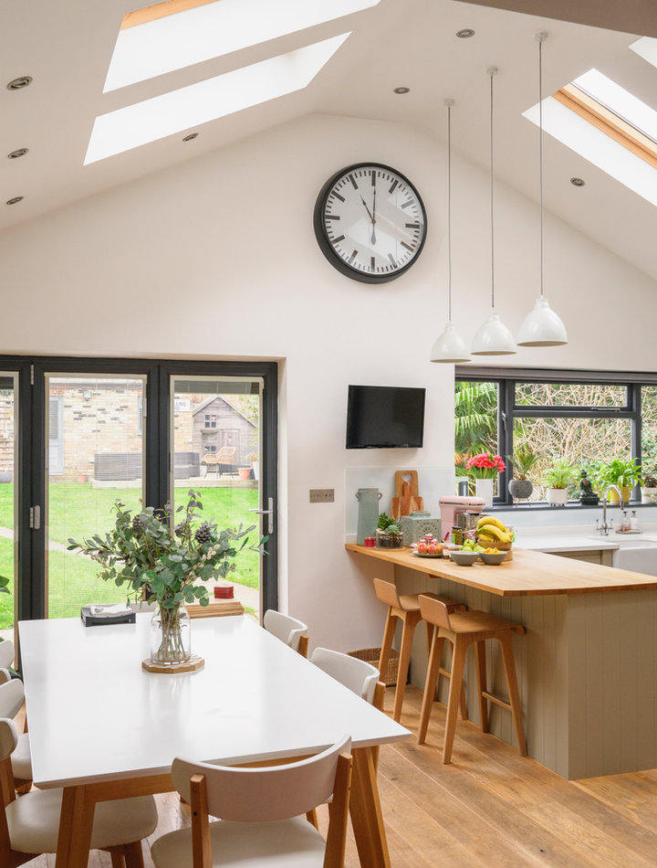 Kitchen extension with skylights